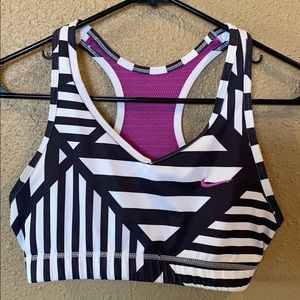 Nike Dri-Fit black, white and purple sports bra